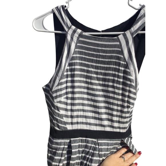 Eva Franco Womens Saybrook Dress Size 10 Gray White Striped Cotton Anthropologie - Picture 9 of 13